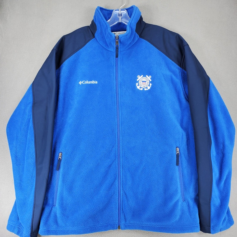 Columbia Fleece Jacket Men XL Blue US Coast Guard Full Zip XM6155 Nautical Logo